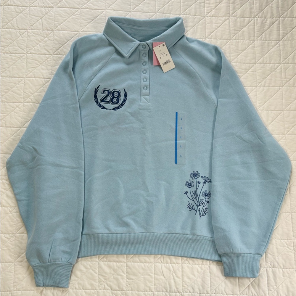 Zoe + Liv Dream Blue Light Blue Snap-Front Pullover - Picture 3 of 6